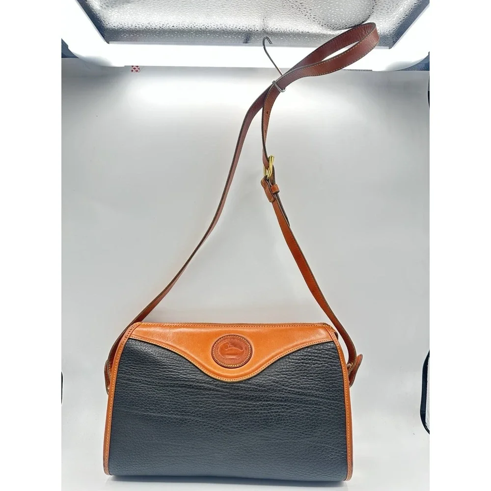 Dooney & Bourke Vintage All-Weather Leather Black/Brown Pebbled Crossbody Bag